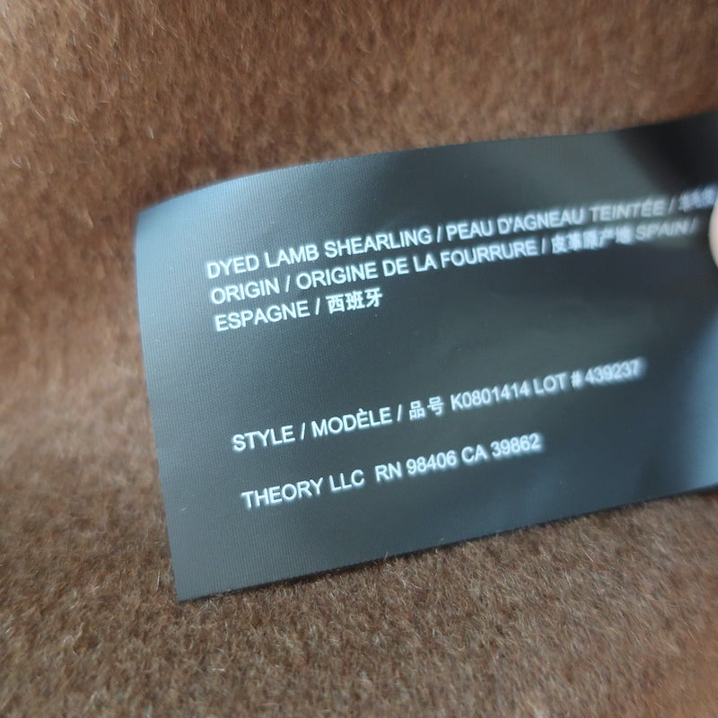 Theory Shearling Collar Plaid Peacoat Dorado Brown Wool-Blend Size Small