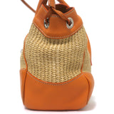 Prada Raffia & Orange Leather Large Shoulder Bag