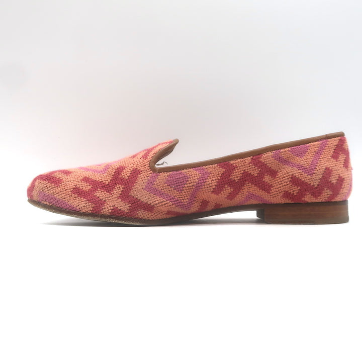 Stubbs &amp; Wootton Harlow Needlepoint Smoking Loafers Salmon Size 9