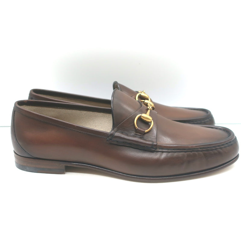 Gucci 1953 Horsebit Loafers Brown Burnished Leather Size 10 NEW
