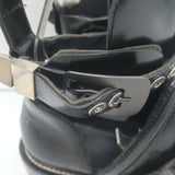 Balenciaga Ceinture Cutout Buckled Biker Boots Black Polished Leather Size 39