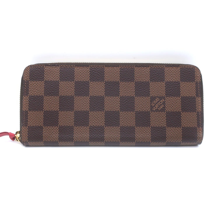 Louis Vuitton Clemence Wallet Brown Damier Canvas &amp; Red Leather NEW