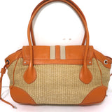 Prada Raffia & Orange Leather Large Shoulder Bag