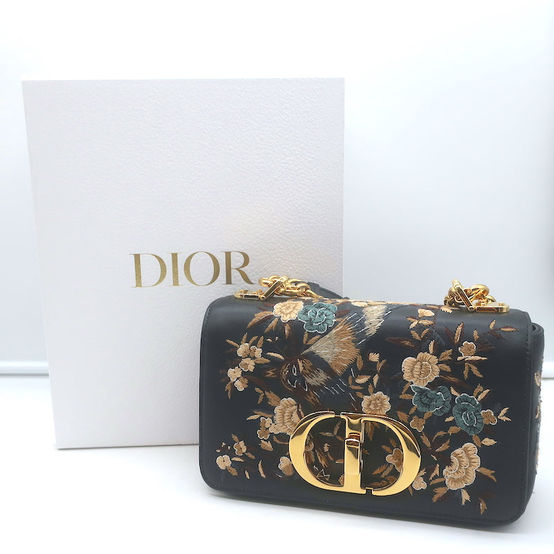 Christian Dior Small Caro Bag Black Embroidered Leather
