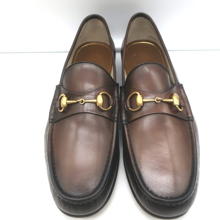 Gucci 1953 Horsebit Loafers Brown Burnished Leather Size 10 NEW