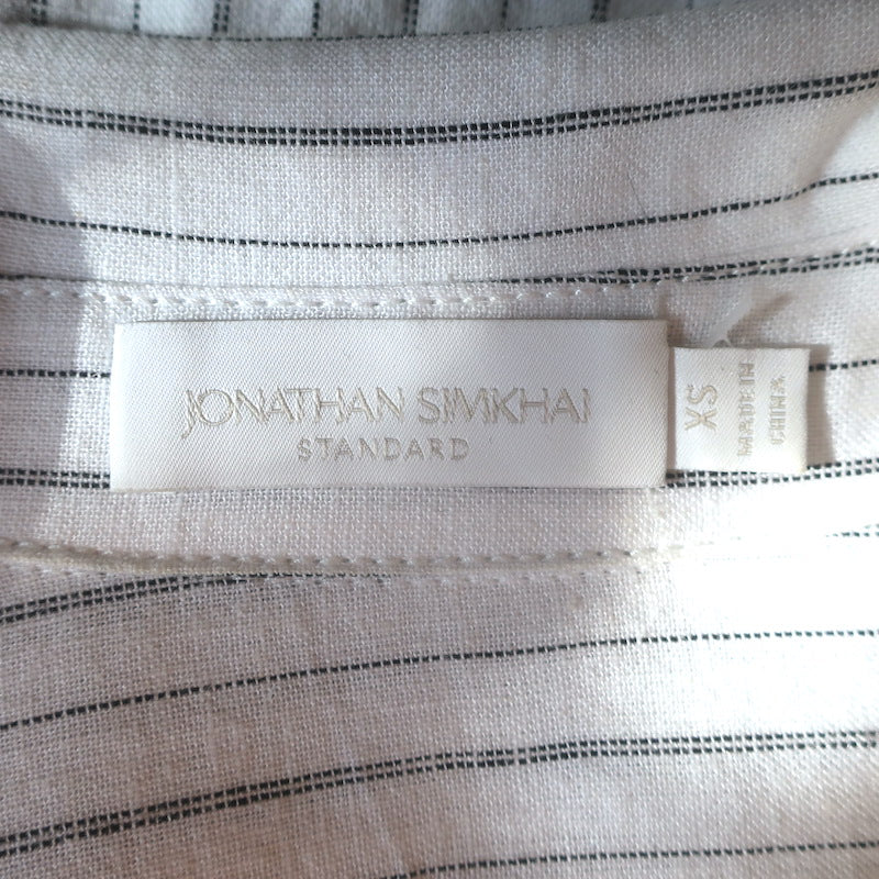 Jonathan Simkhai Belted Maxi Shirt Dress White Striped Linen Size Extra Small