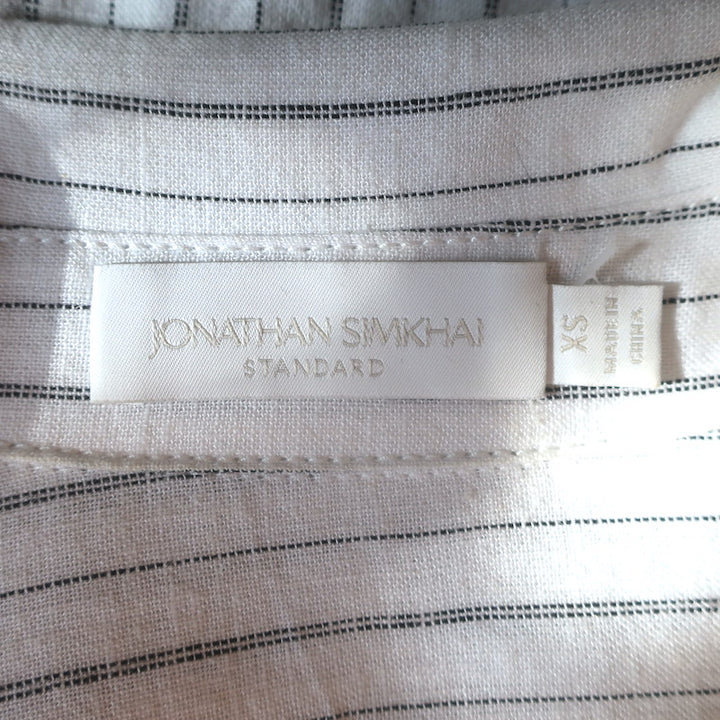Jonathan Simkhai Belted Maxi Shirt Dress White Striped Linen Size Extra Small