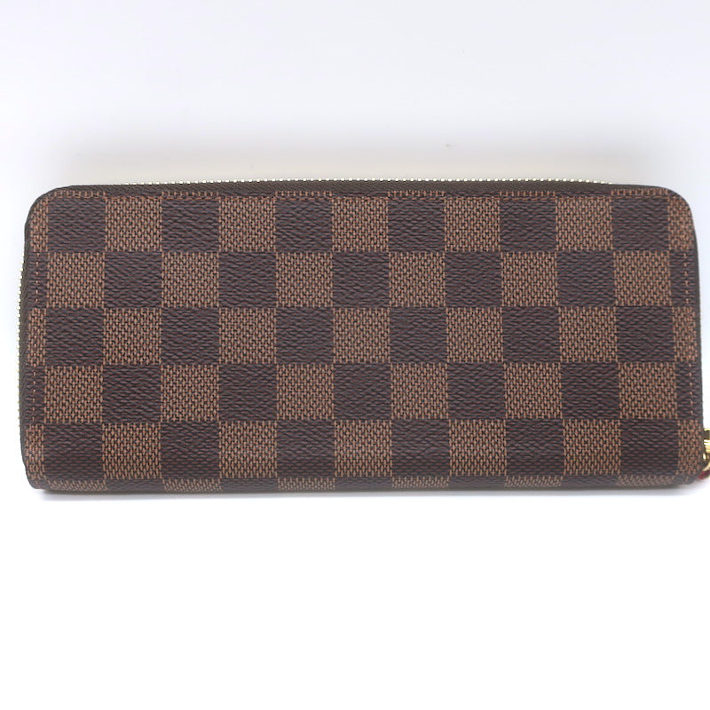 Louis Vuitton Clemence Wallet Brown Damier Canvas &amp; Red Leather NEW