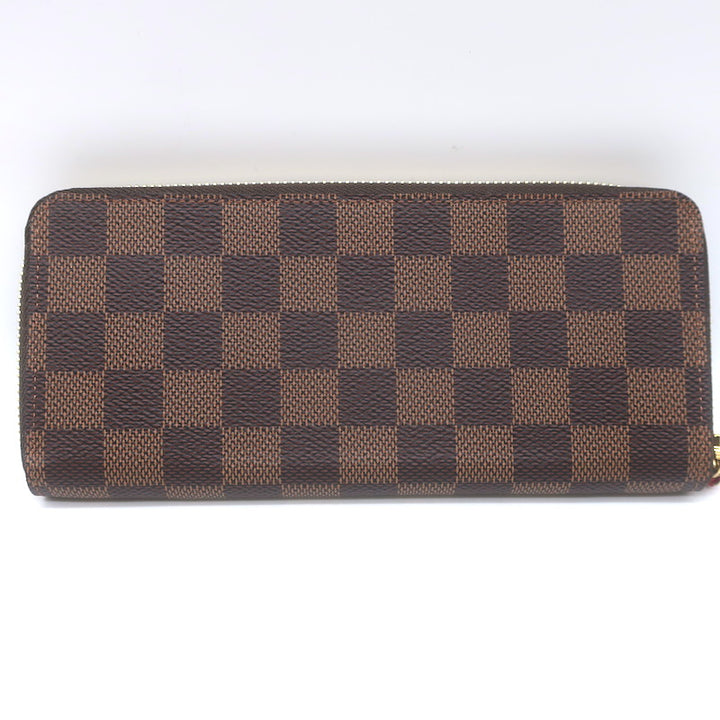 Louis Vuitton Clemence Wallet Brown Damier Canvas &amp; Red Leather NEW