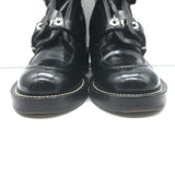 Balenciaga Ceinture Cutout Buckled Biker Boots Black Polished Leather Size 39