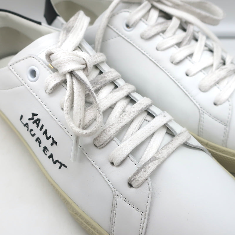 Saint Laurent Court Classic SL/06 Embroidered Low Top Sneakers White Size 38 NEW