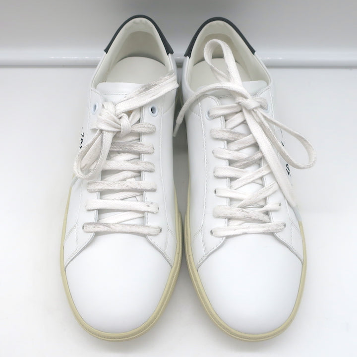 Saint Laurent Court Classic SL/06 Embroidered Low Top Sneakers White Size 38 NEW