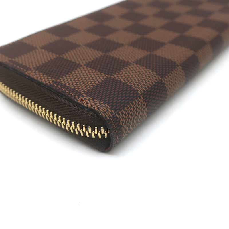 Louis Vuitton Clemence Wallet Brown Damier Canvas &amp; Red Leather NEW