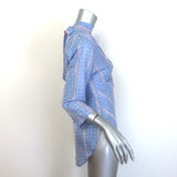 Sandro Chayma Twist-Front Blouse Blue Polka Dot Print Silk Size 1 Tie-Back Top