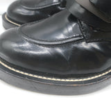 Balenciaga Ceinture Cutout Buckled Biker Boots Black Polished Leather Size 39