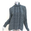 Vanessa Bruno Blouse Navy/Sage Floral Print Silk-Blend Size 38 Long Sleeve Top