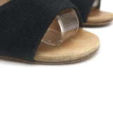 Christian Louboutin Panier 120 Espadrille Wedge Sandals Black Canvas Size 39