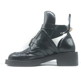 Balenciaga Ceinture Cutout Buckled Biker Boots Black Polished Leather Size 39