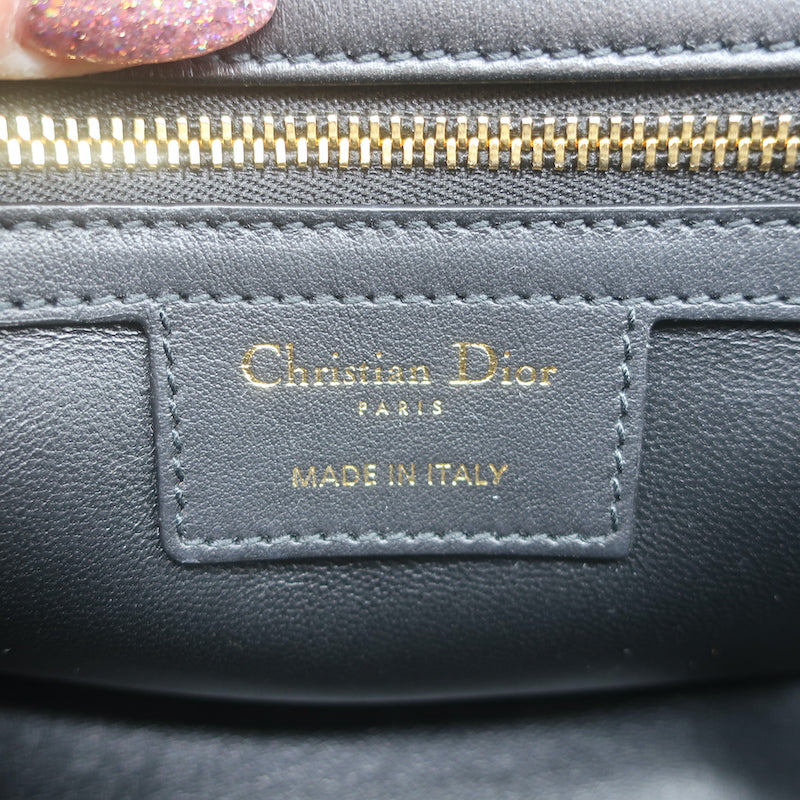 Christian Dior Small Caro Bag Black Embroidered Leather Crossbody NEW