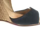 Christian Louboutin Panier 120 Espadrille Wedge Sandals Black Canvas Size 39