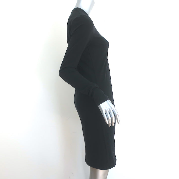 Raey Long Sleeve Jersey Mini Dress Black Stretch Cotton Size UK 10 NEW