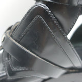 Balenciaga Ceinture Cutout Buckled Biker Boots Black Polished Leather Size 39