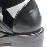 Balenciaga Ceinture Cutout Buckled Biker Boots Black Polished Leather Size 39