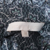 Vanessa Bruno Blouse Navy/Sage Floral Print Silk-Blend Size 38 Long Sleeve Top