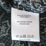 Vanessa Bruno Blouse Navy/Sage Floral Print Silk-Blend Size 38 Long Sleeve Top