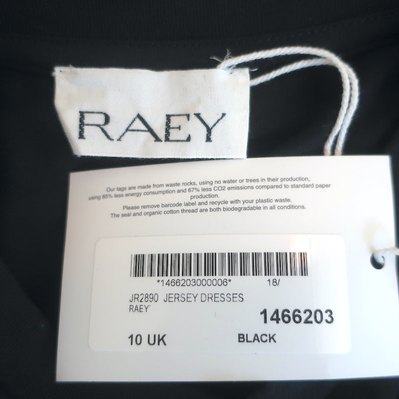 Raey Long Sleeve Jersey Mini Dress Black Stretch Cotton Size UK 10 NEW