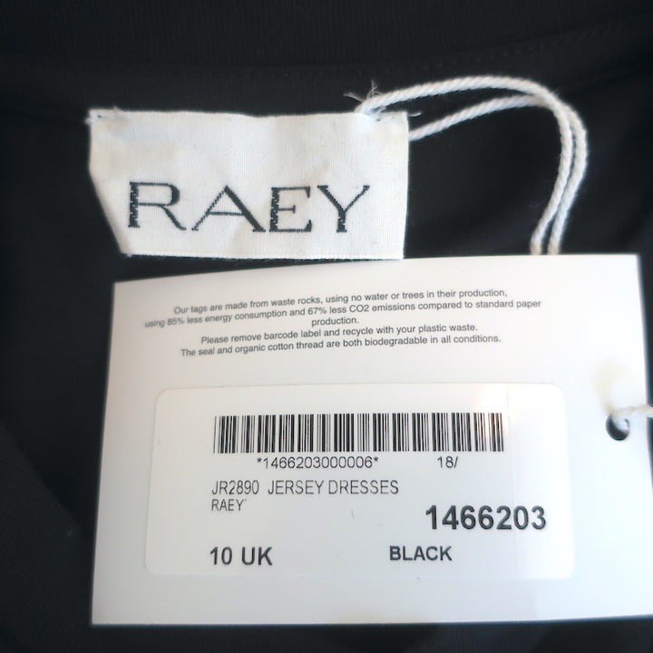 Raey Long Sleeve Jersey Mini Dress Black Stretch Cotton Size UK 10 NEW