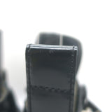 Balenciaga Ceinture Cutout Buckled Biker Boots Black Polished Leather Size 39