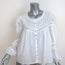 LoveShackFancy Blouse Badyn White Lace-Trim Cotton Size Medium Long Sleeve Top