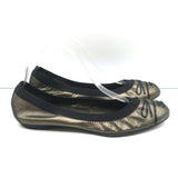 Chanel CC Bow Scrunch Ballet Flats Bronze Metallic Leather Size 39