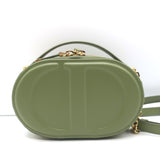 Christian Dior CD Signature Oval Camera Bag Green Leather Small Crossbody NEW