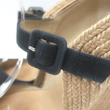 Christian Louboutin Panier 120 Espadrille Wedge Sandals Black Canvas Size 39