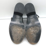 Balenciaga Ceinture Cutout Buckled Biker Boots Black Polished Leather Size 39