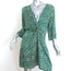 Ba&sh Erika Twist-Front Mini Dress Green Printed Satin Crepe Size Large