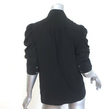 FRAME Gillian Puff Sleeve Blouse Black Silk Size Small Button Down Top