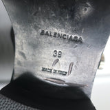 Balenciaga Ceinture Cutout Buckled Biker Boots Black Polished Leather Size 39