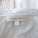 LoveShackFancy Blouse Badyn White Lace-Trim Cotton Size Medium Long Sleeve Top