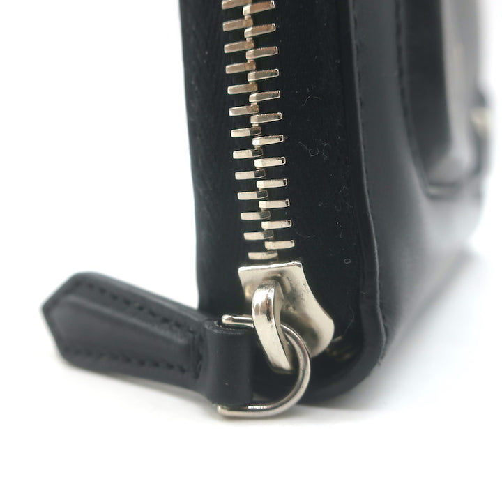 Fendi Embossed Monster Eyes Zip-Around Wallet Black Leather