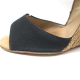 Christian Louboutin Panier 120 Espadrille Wedge Sandals Black Canvas Size 39