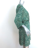 Ba&sh Erika Twist-Front Mini Dress Green Printed Satin Crepe Size Large