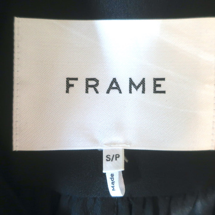 FRAME Gillian Puff Sleeve Blouse Black Silk Size Small Button Down Top