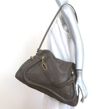 Chloe Large Paraty Shoulder Bag Dark Brown Leather