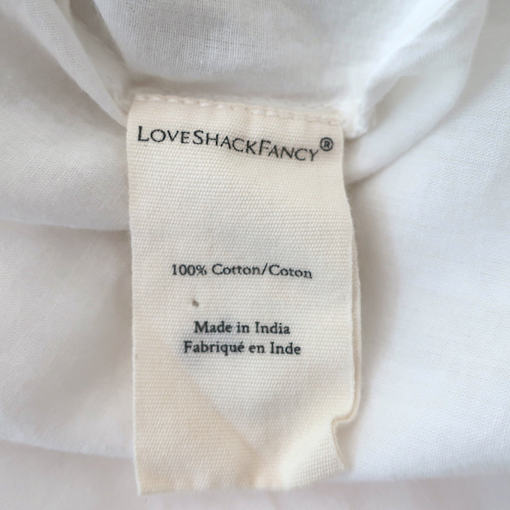 LoveShackFancy Blouse Badyn White Lace-Trim Cotton Size Medium Long Sleeve Top