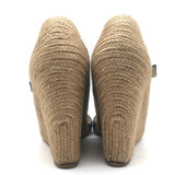 Christian Louboutin Panier 120 Espadrille Wedge Sandals Black Canvas Size 39