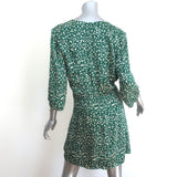 Ba&sh Erika Twist-Front Mini Dress Green Printed Satin Crepe Size Large