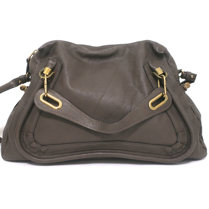 Chloe Large Paraty Shoulder Bag Dark Brown Leather